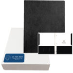 Embossed 3-Prong Pocket Folders, 25 per box, 11.75" x 9.5", Black