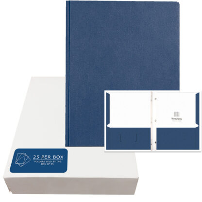 Embossed 3-Prong Pocket Folders, 25 per box, 11.75" x 9.5", Dark Blue