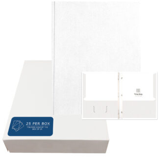 Embossed 3-Prong Pocket Folders, 25 per box, 11.75" x 9.5", White