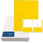 Embossed 3-Prong Pocket Folders, 25 per box, 11.75" x 9.5", Yellow