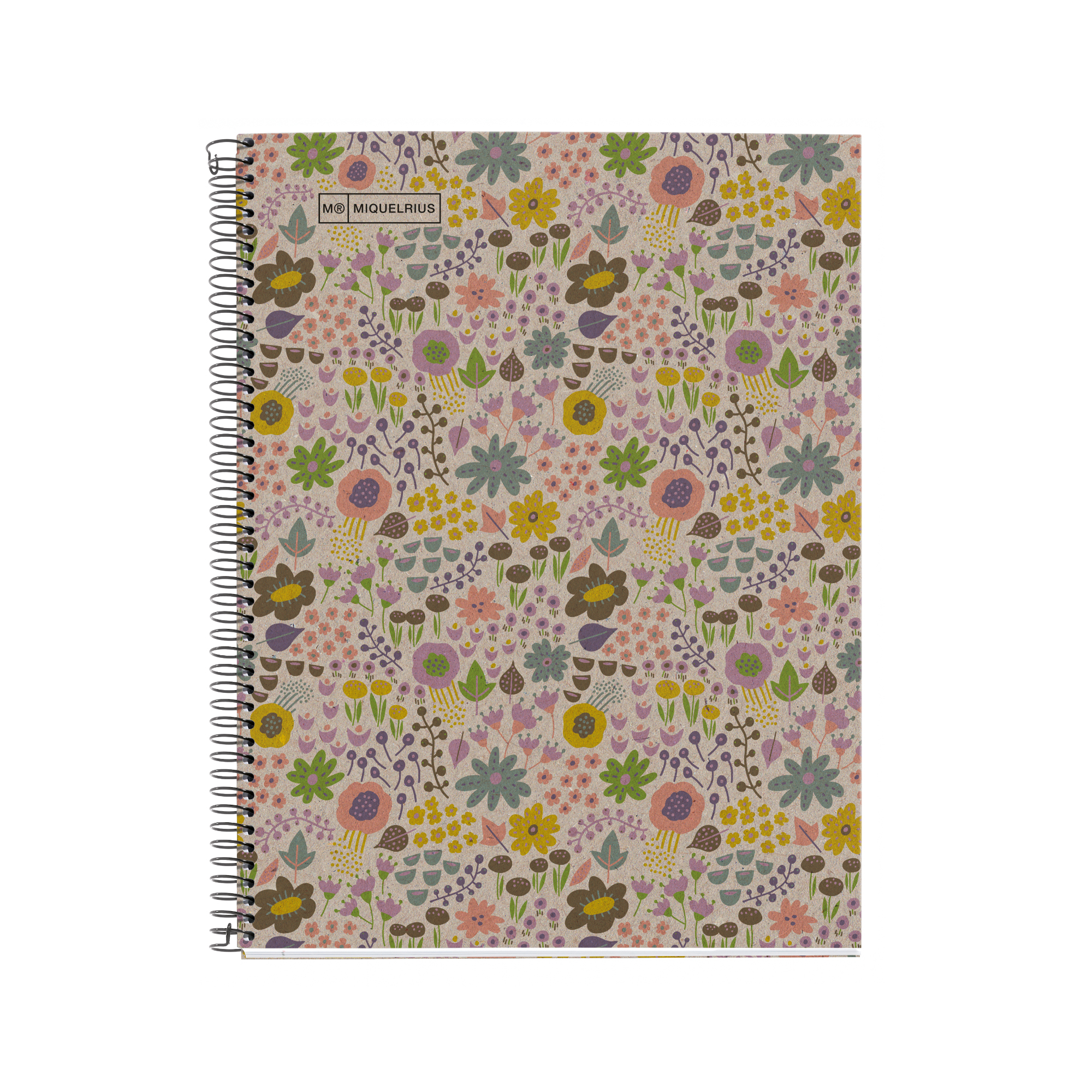 M® MiquelRius Recycled Collection, Lined 1 Subject Notebook, 11" x 8.5", Cardboard Cover - Eco Floral