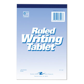 Writing Tablet, Wide Ruled, 6" x 9", 100 Sheets, White Paper