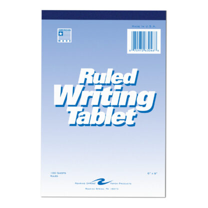 Writing Tablet, Wide Ruled, 6" x 9", 100 Sheets, White Paper