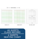 Teacher's Roll Book Includes Attendance, Grades and Seating Charts, 11" x 8.5", 44 Sheets, Assorted Colors