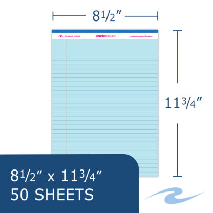 Enviroshades® Recycled Legal Pads, Legal Ruled, 8.5" x 11.75", 50 Sheets, Blue, Pack of 3