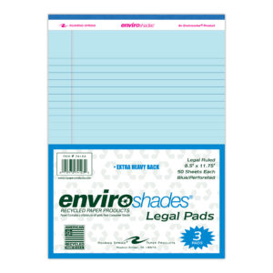 Enviroshades® Recycled Legal Pads, Legal Ruled, 8.5" x 11.75", 50 Sheets, Blue, Pack of 3