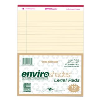 Enviroshades® Recycled Legal Pads, Legal Ruled, 8.5" x 11.75", 50 Sheets, Ivory, Pack of 12