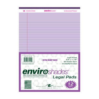 Enviroshades® Recycled Legal Pads, Legal Ruled, 8.5" x 11.75", 50 Sheets, Orchid, Pack of 12