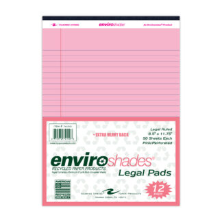 Enviroshades® Recycled Legal Pads, Legal Ruled, 8.5" x 11.75", 50 Sheets, Pink, Pack of 12