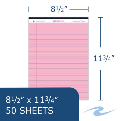 Enviroshades® Recycled Legal Pads, Legal Ruled, 8.5" x 11.75", 50 Sheets, Pink, Pack of 3