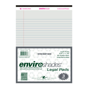 Enviroshades® Recycled Legal Pads, Legal Ruled, 8.5" x 11.75", 50 Sheets, Gray, Pack of 3