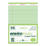 Enviroshades® Recycled Legal Pads, Legal Ruled, 8.5" x 11.75", 50 Sheets, Green, Pack of 3