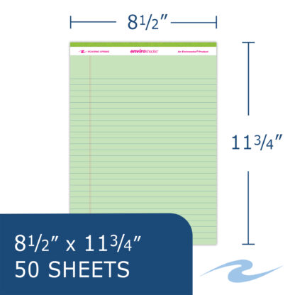 Enviroshades® Recycled Legal Pads, Legal Ruled, 8.5" x 11.75", 50 Sheets, Green, Pack of 3