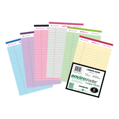 Enviroshades® Recycled Mini Legal Pads, Legal Ruled, 5" x 8", 50 Sheets, Assorted Colors, Pack of 6