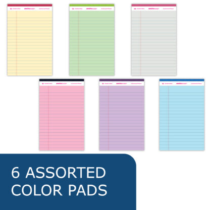 Enviroshades® Recycled Mini Legal Pads, Legal Ruled, 5" x 8", 50 Sheets, Assorted Colors, Pack of 6