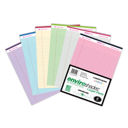 Enviroshades® Recycled Legal Pads, Legal Ruled, 8.5" x 11.75", 50 Sheets,Assorted Colors, Pack of 6