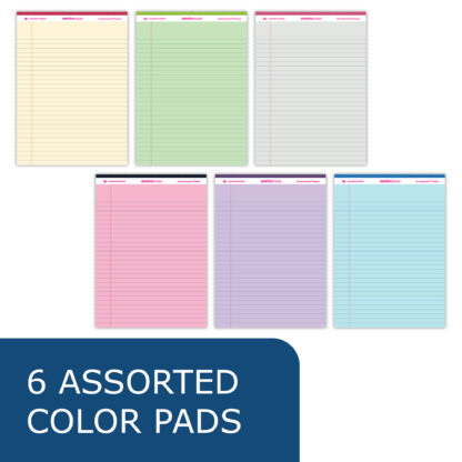 Enviroshades® Recycled Legal Pads, Legal Ruled, 8.5" x 11.75", 50 Sheets,Assorted Colors, Pack of 6