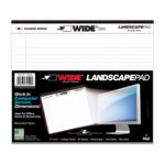 Wide® Recycled Landscape Legal Pads, College Ruled with Margin, 11" x 9.5", 40 Sheets, White