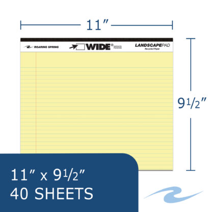 Wide® Recycled Landscape Legal Pads, College Ruled with Margin, 11" x 9.5", 40 Sheets, Canary