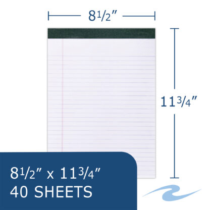 Recycled Legal Pad, Legal Ruling, 8.5" x 11.75", 40 Sheets, White