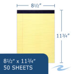 Legal Pad, Legal Ruling, 8.5" x 11.75", 50 Sheets, Canary