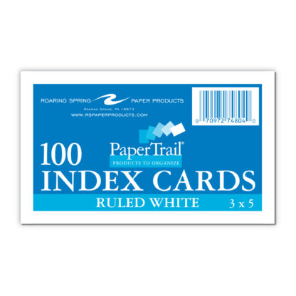 PaperTrail® Index Cards, Ruled (100 Count), 3" x 5", White