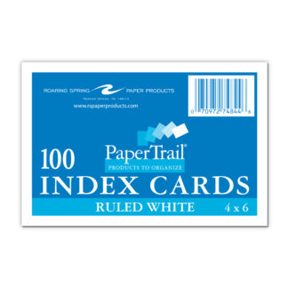 PaperTrail® Index Cards, Ruled, (100 Count), 4" x 6", White