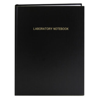 Lab Book with Numbered Pages, 4x4 Grid Ruled, Center Sewn Case Binding, 11.25" x 8.75", 72 Sheets/144 of 24 lb White Paper, Black Laminate Cover