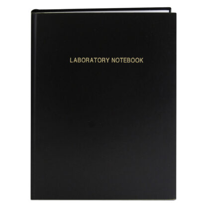 Lab Book with Numbered Pages, 4x4 Grid Ruled, Center Sewn Case Binding, 11.25" x 8.75", 72 Sheets/144 of 24 lb White Paper, Black Laminate Cover