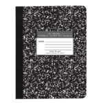 Hard Cover Composition Book, Wide Ruled, 9.75" x 7.5" , 50 Sheets/100 Pages, Black Marble Cover