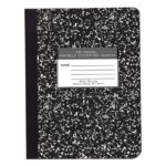 Hard Cover Composition Book, Wide Ruled, 9.75" x 7.5" , 60 Sheets/120 Pages, Black Marble Cover