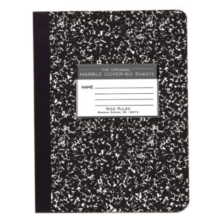 Hard Cover Composition Book, Wide Ruled, 9.75" x 7.5" , 60 Sheets/120 Pages, Black Marble Cover