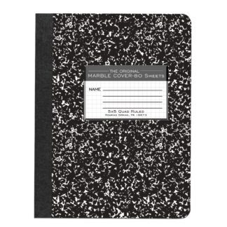 Hard Cover Composition Book, 5x5 Grid Ruled, 9.75" x 7.5", 80 Sheets/160 Pages, Black Marble Cover