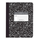 Hard Cover Composition Book. Wide Ruled, 9.75" x 7.5", 100 Sheets/200 Pages, Black Marble Cover