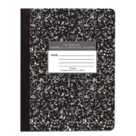 Hard Cover Composition Book, Unruled, 9.75" x 7.5" , 50 Sheets/100 Pages, Black Marble Cover