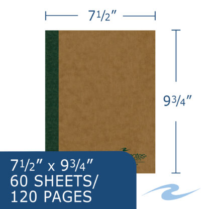 Environotes® Recycled Composition Book, College Ruled, 9.75" x 7.5" , 60 Sheets/120 Pages of 20 lb Paper, Recycled Brown Cover