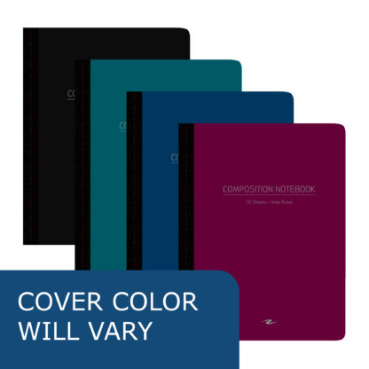 Flexible Poly Cover Composition Book, Wide Ruled, 9.75" x 7.5", 70 Sheets/140 Pages, Assorted Jewel Tone Covers