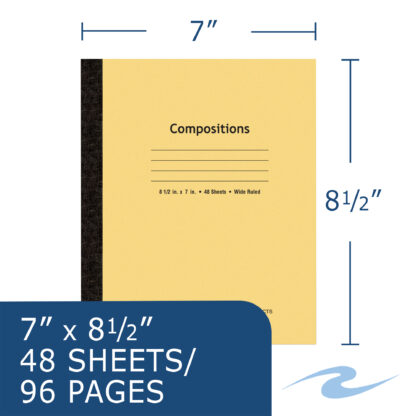 Flexible Cover Composition Book, Wide Ruled, 8.5" x 7", 48 Sheets/96 Pages, Manila Tag Cover