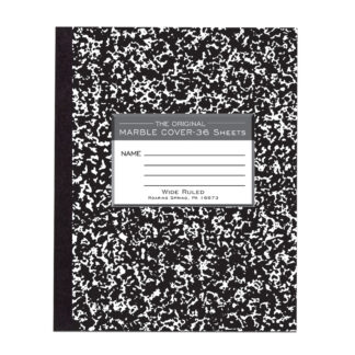 Flexible Cover Composition Book, Wide Ruled, 8.5" x 7", 36 Sheets/72 Pages, Black Marble Cover