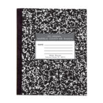 Flexible Cover Composition Book, Wide Ruled, 8.5" x 7", 48 Sheets/96 Pages, Black Marble Cover