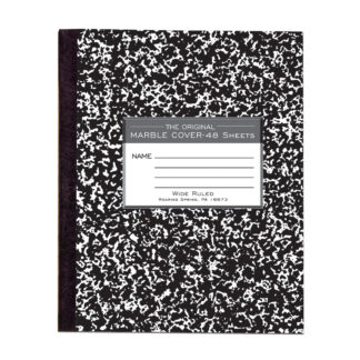 Flexible Cover Composition Book, Wide Ruled, 8.5" x 7", 48 Sheets/96 Pages, Black Marble Cover