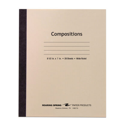 Flexible Cover Composition Book, Wide Ruled, 8.5" x 7", 20 Sheets/40 Pages, Manila Tag Cover