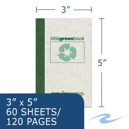 Environotes® Recycled Little Green Memo Book. 5" x 3", 60 Sheets/120 Pages, Gray Cover