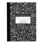 Oversized Flexible Cover Composition Book, College Ruled, 10.25" x 7.88", 80 Sheets/160 Pages, Black Marble Cover