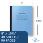 Oversized Flexible Cover Composition Book, Wide Ruled, 10.5" x 8", 48 Sheets/96 Pages, Blue Tag Cover