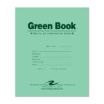 Recycled Exam Book, Wide Ruled with Margin, 8.5" x 7", 8 Sheets/16 Pages, Green Cover