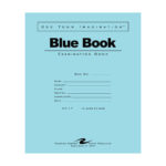 Blue Exam Book, Wide Ruled with Margin, 8.5" x 7", 12 Sheets/24 Pages, Blue Cover