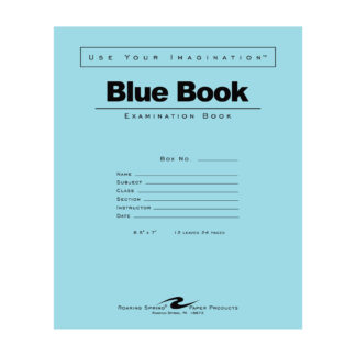 Blue Exam Book, Wide Ruled with Margin, 8.5" x 7", 12 Sheets/24 Pages, Blue Cover