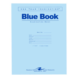 Blue Exam Book, Wide Ruled with Margin, 11" x 8.5", 4 Sheets/8 Pages, Blue Cover