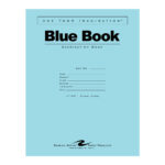 Blue Exam Book, Wide Ruled with Margin, 11" x 8.5", 6 Sheets/12 Pages, Blue Cover